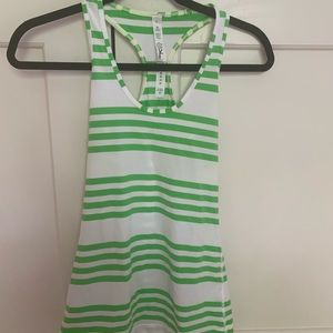 Green and white lululeomn tank